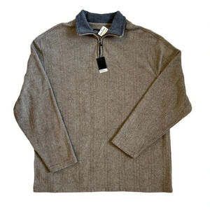 NWT Marc Edwards 1/4 Zip Brown Sweater Size Large